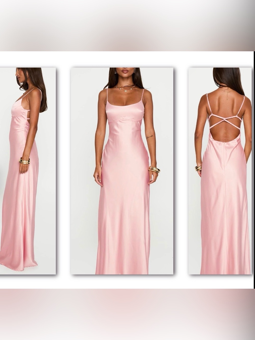 Princess Polly Blush Pink Satin Maxi Slip Dress NWOT